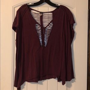 We the free maroon casual top